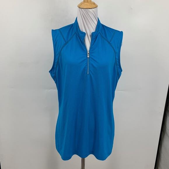 Tail Tech Top Women XL Extra Large Turquoise Sleeveless 1/4 Zip Performance Golf - Picture 2 of 11